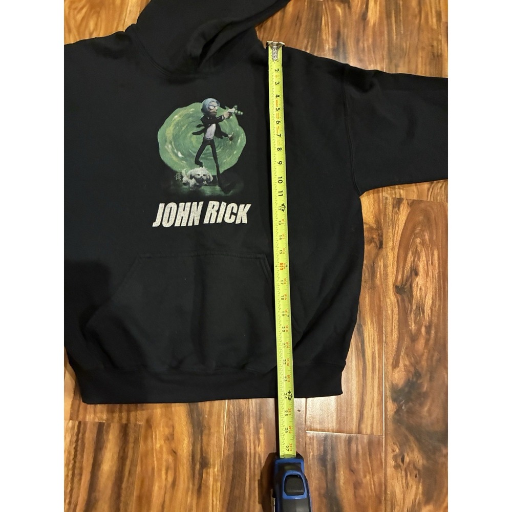 Gildan Rick and Morty John Rick Wick Parody Black Hoodie Mens Large - Picture 7 of 7